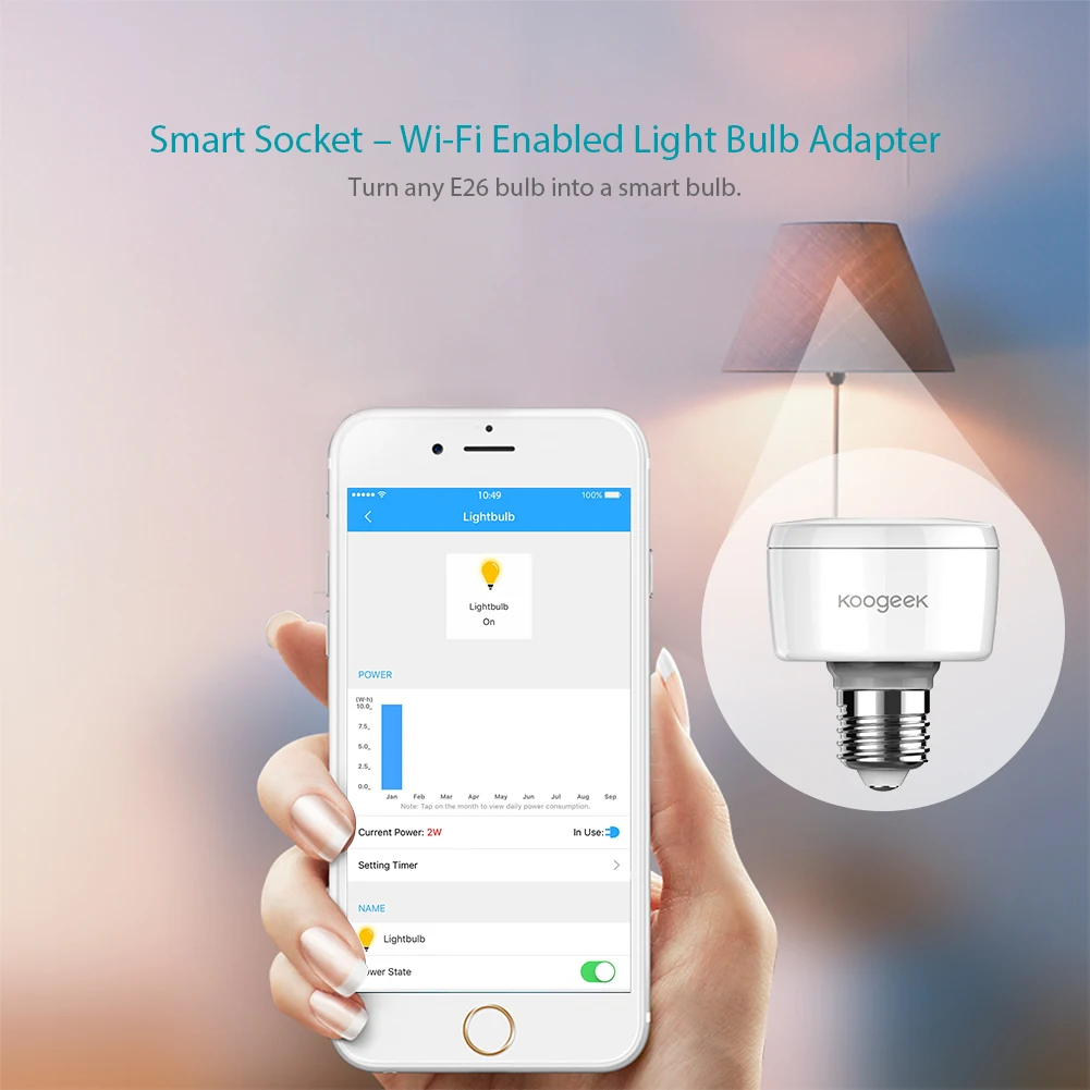 Умная розетка Koogeek с Wi Fi E26 E27 адаптер для светильник пы работает Apple HomeKit поддержка