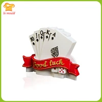 creative birthday cake decoration candle mould chocolate silicone mold for husband fathers day gift 3d good luck poker