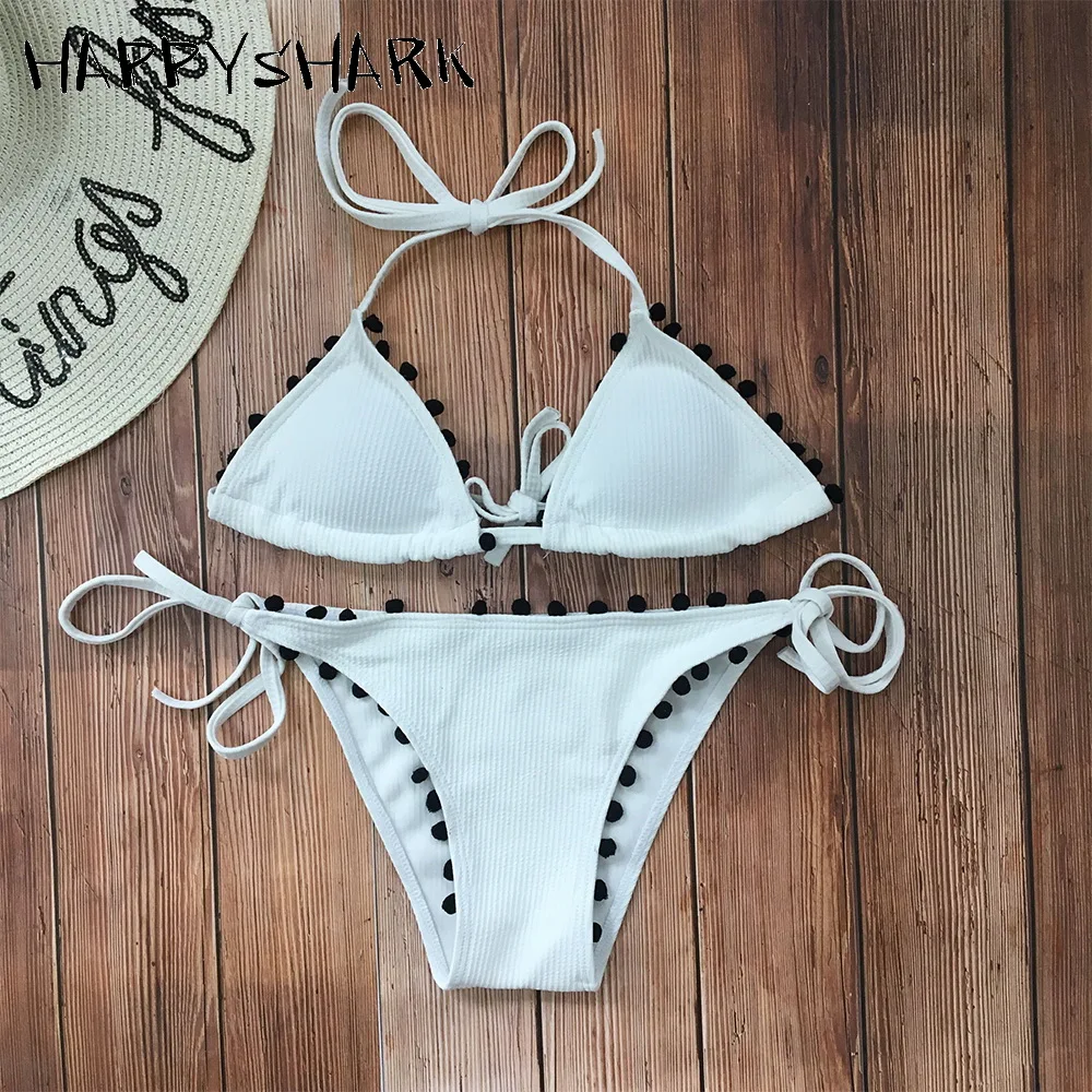 HAPPYSHARK сексуальное бикини с помпоном новинка 2019 желтый купальник Бразильский