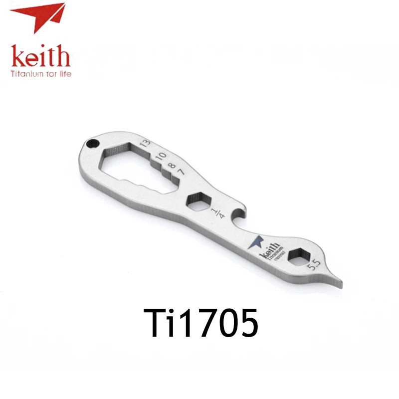 Ti1705 Keith Pure titanium Шестигранная открывалка для бутылок в форме гаечного ключа гаечный ключ портативный походный многофункциональный EDC инструмент - Цвет: Ti1705