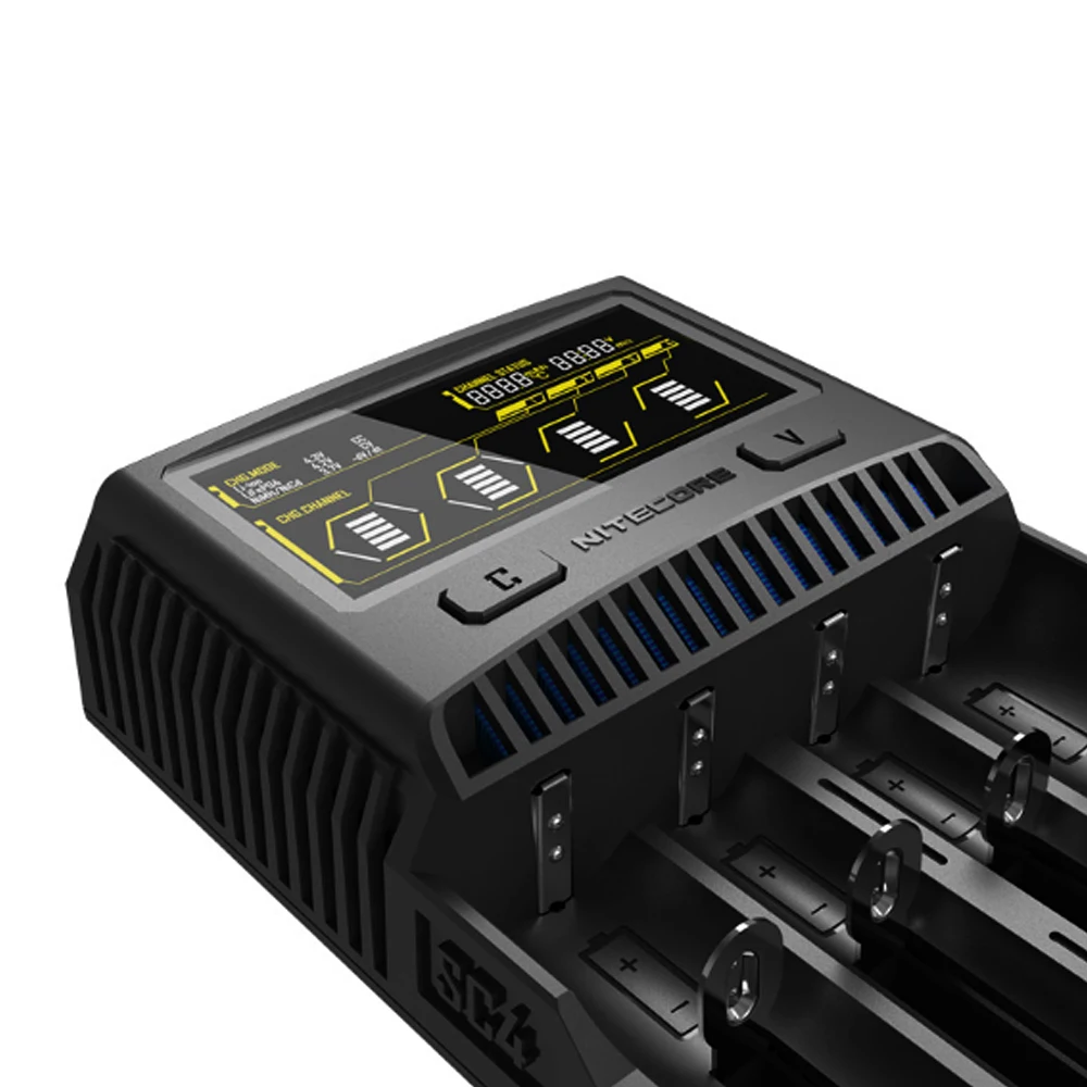 NITECORE SC4 интеллектуальное зарядное устройство для быстрой зарядки превосходное зарядное устройство с 4 слотами 6A общий выход совместимый IMR 18650 14450 16340 AA аккумулятор