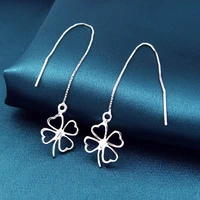 daisies 925 sterling silver clover earrings for women lovely girls ear line christmas gift statement jewelry pendientes plata