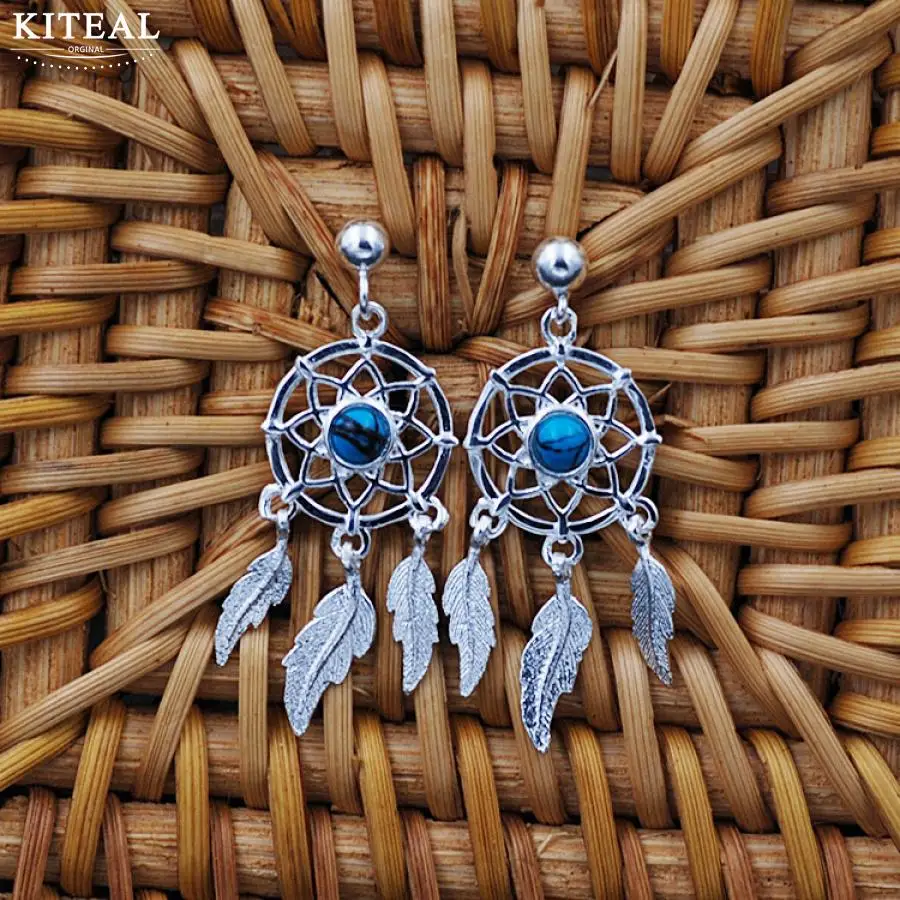 K0 Kiteal, 925 пробы, серебряные ювелирные изделия, Ловец снов, Ловец снов, висячие серьги для женщин/девушек, леди, серьги - Окраска металла: K0
