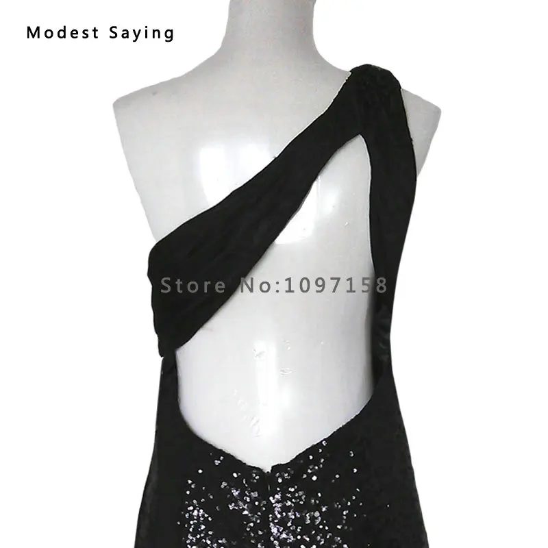 Реальные сексуальные черные прямые вышитые бисером мини-платья на одно плечо для
