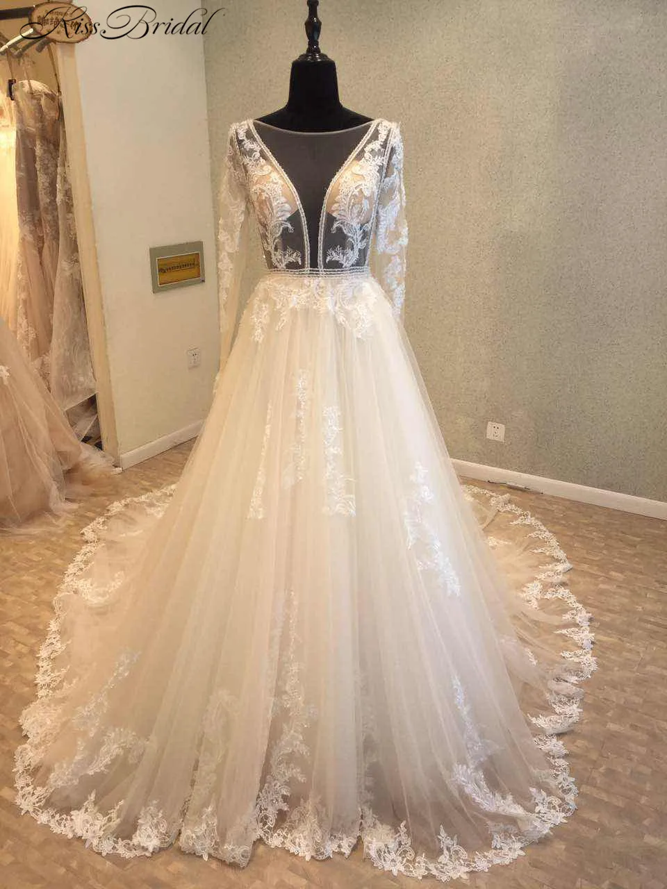 Vestido de noiva новое длинное свадебное платье 2018 с длинным рукавом шлейфом