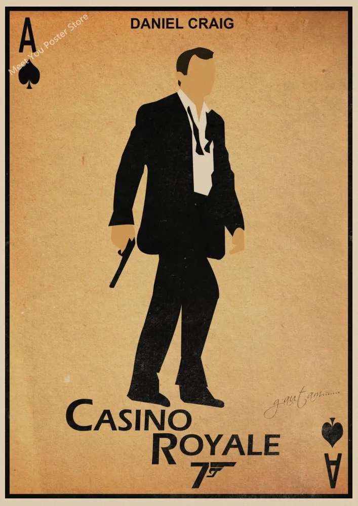 007 James Bond фильм плакат крафт-бумага стена коричневый ВИНТАЖНЫЙ ПЛАКАТ Бар Кафе гостиная плакаты обои домашний Декор подарок A3