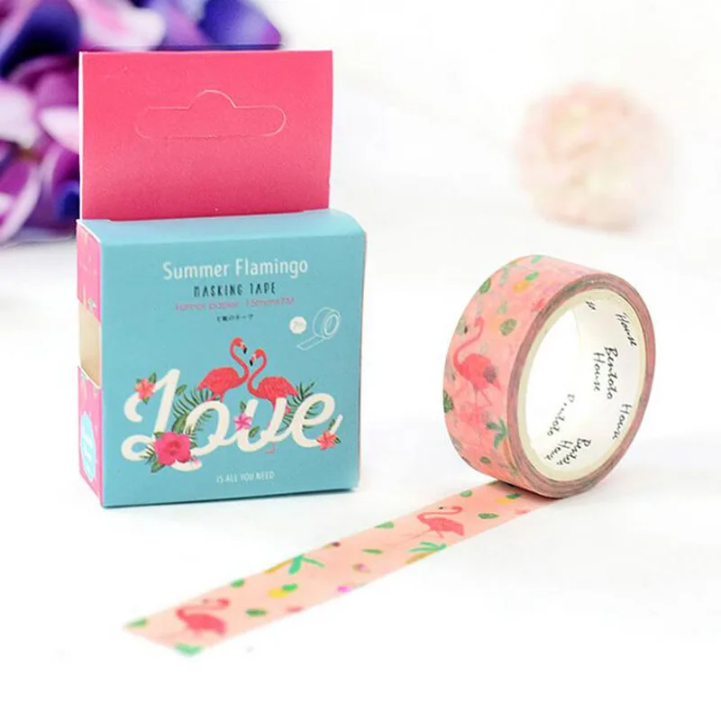 1 5 см X 7 м Фламинго Love Бумага Washi маскирующая лента альбома Скрапбукинг Декор