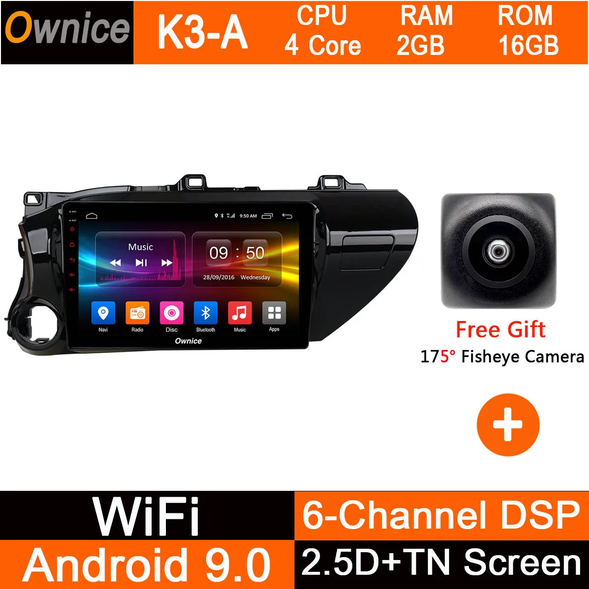 10," ips 8 ядерный 4 Гб ram+ 32 Гб rom Android 9,0 автомобильный dvd-плеер gps радио для Toyota Hilux DSP CarPlay мультимедиа - Цвет: K3-A