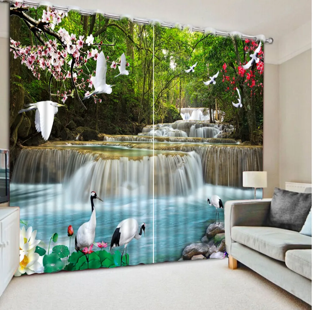 

3D Curtain Luxury Blackout Window Curtain Living Room Landscape scenery curtains Blackout curtain