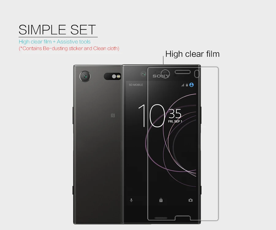 2 шт. для Sony Xperia XZ1 Compact NILLKIN суперпрозрачная защитная пленка против отпечатков