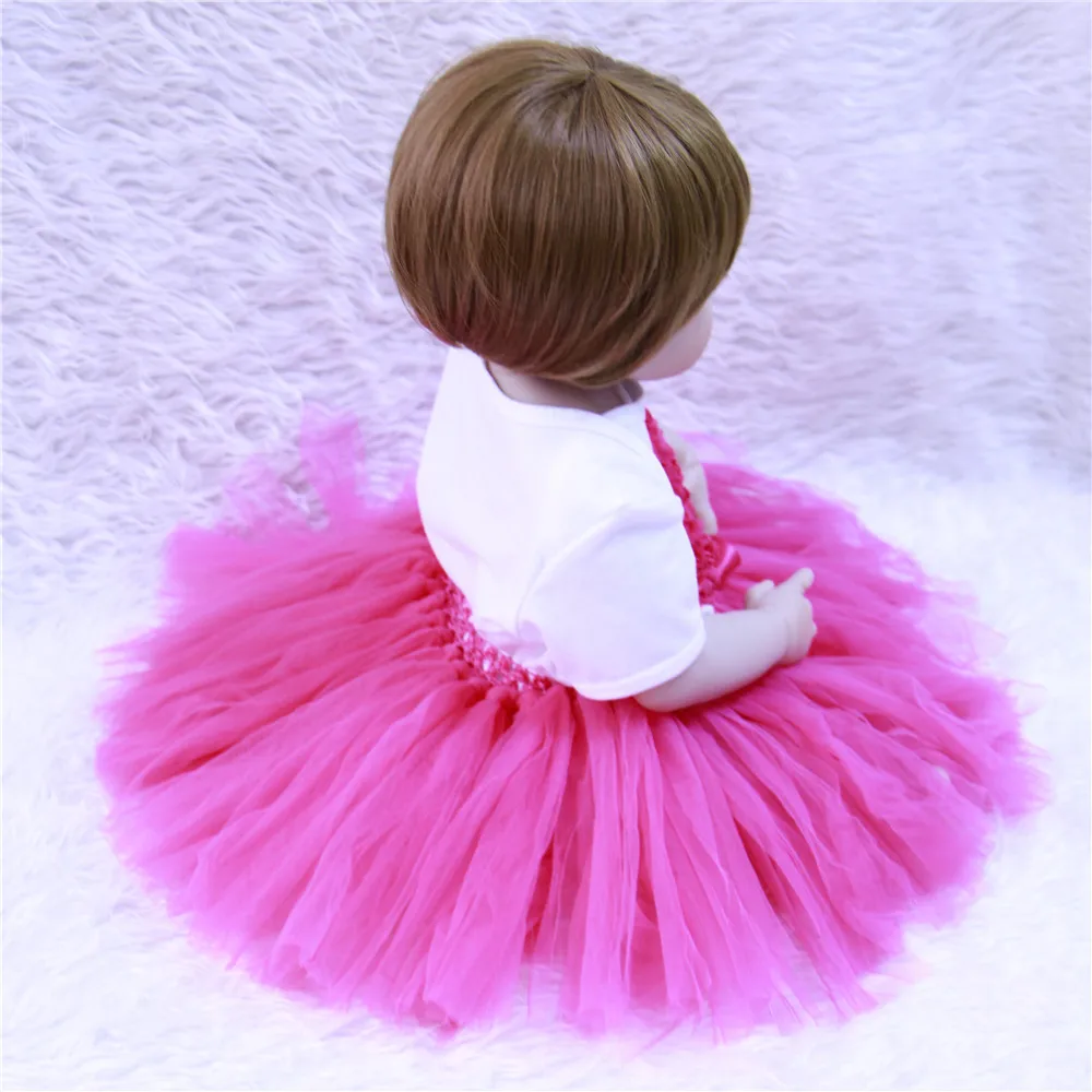 Full Silicone Reborn Baby girl Doll 55cm brown eyes Bebe Menina Kid Christmas Gift Bath Toy safe and non-toxic Handmade | Игрушки и