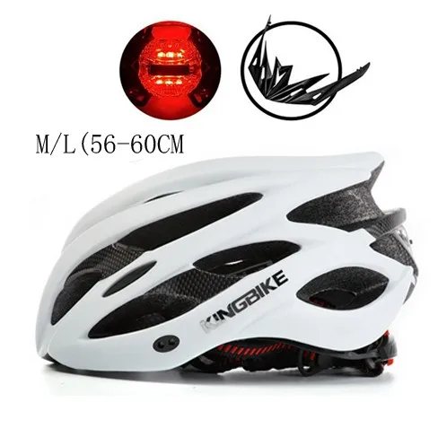 KINGBIKE Женский Мужской велосипедный шлем дорожный горный шлем с козырьком MTB велосипедный шлем защитный задний фонарь casco ciclismo - Цвет: J-629-WHITE