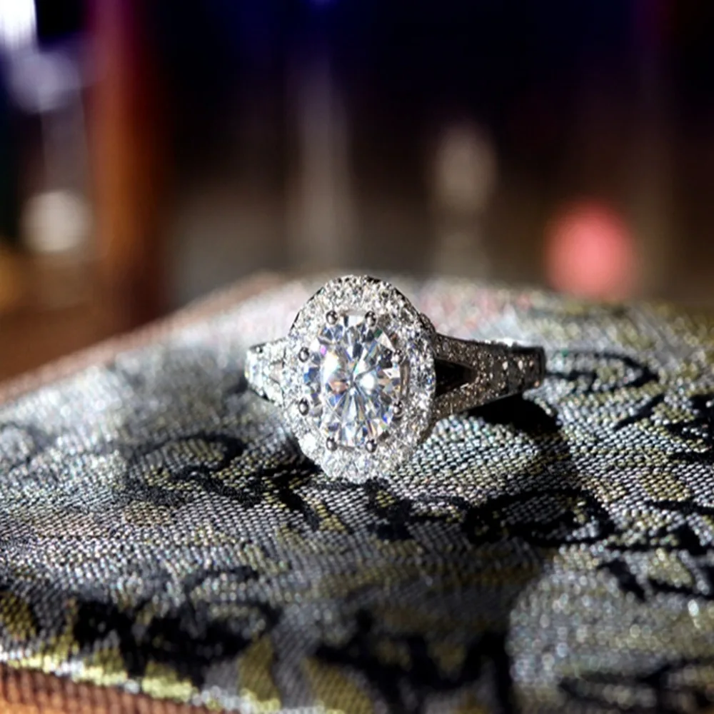 14 k белое золото 5ct карат муасаниты кольцо Роскошная Группа Набор двойной цвет