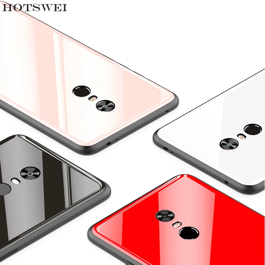 HOTSWEI Case For Xiaomi Redmi Note 4 X 4X Global Version Cases Candy Color Hybrid Mirror Tempered Glass + Soft TPU Frame Cover |