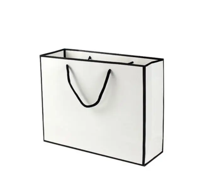 100 шт./лот Бесплатная печать логотипа дизайн белая бумажная сумка Подарочный