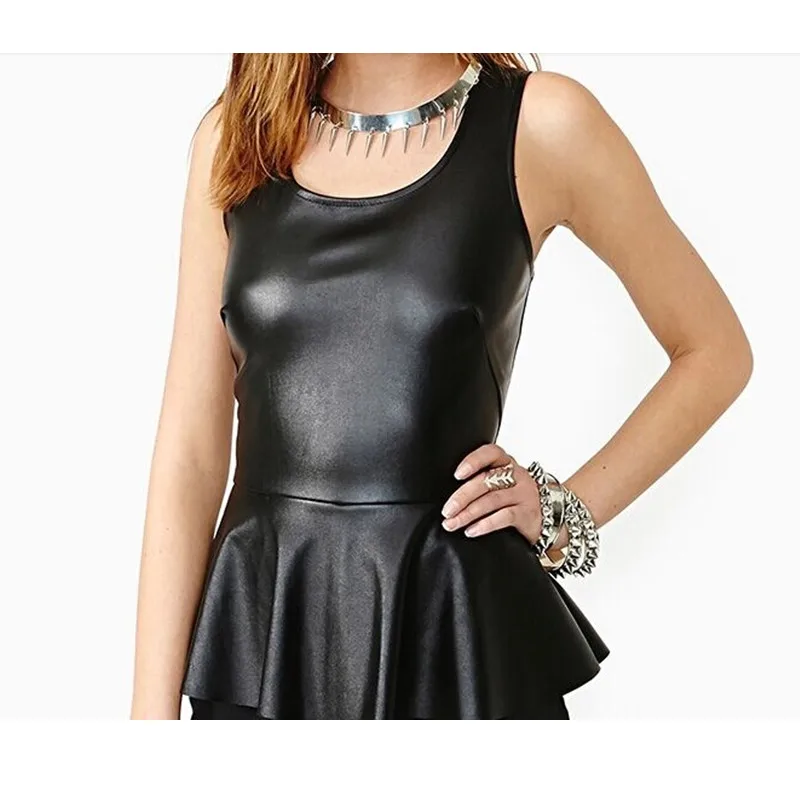 2016 Новая Мода Европейский Стиль Сексуальные женские Жилет Искусственной Кожи