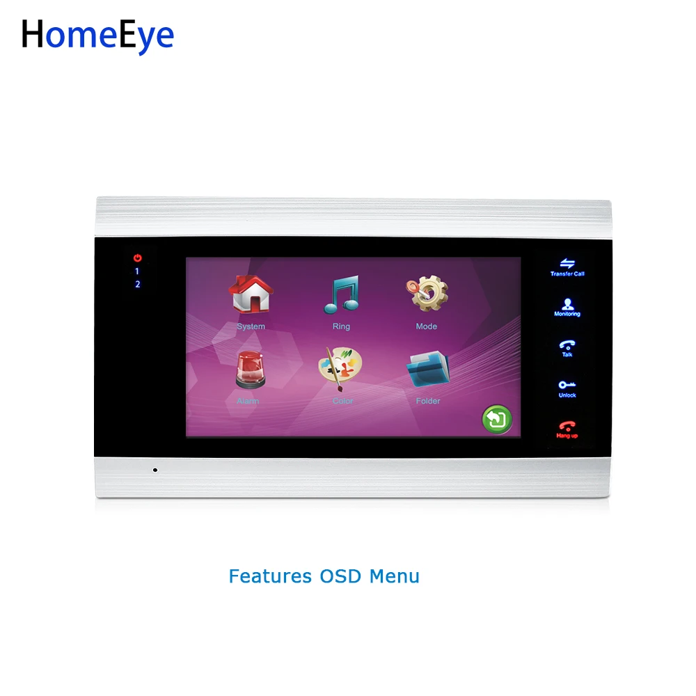 HomeEye 7 ''видеодомофон дверной звонок 2 система контроля доступа Обнаружение