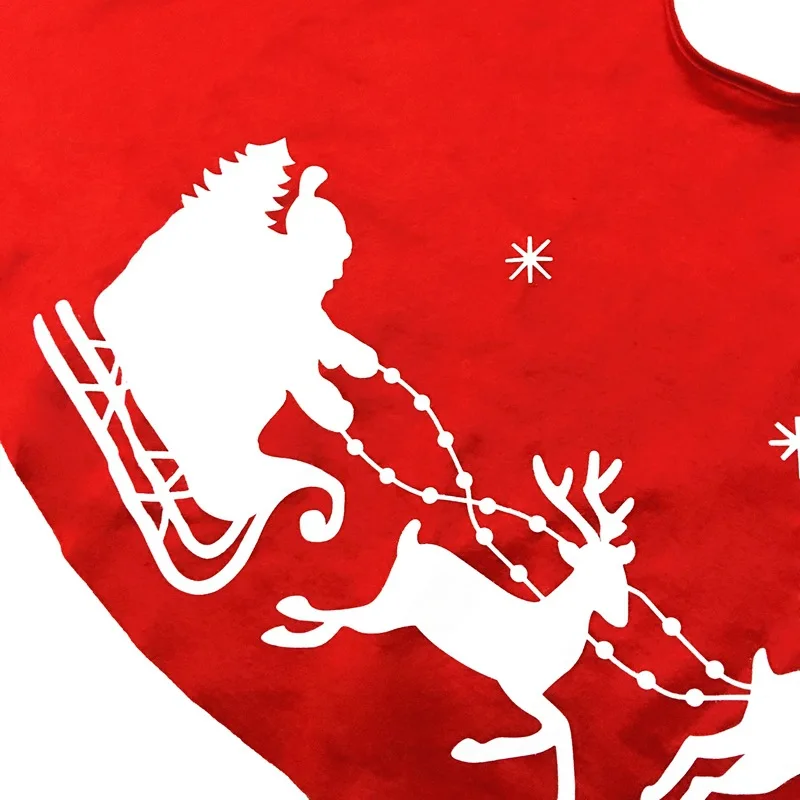 Printed Santa Claus Elk Christmas Tree Skirt Red XMAS Decorations Dress New Year's Home Party Decoration |