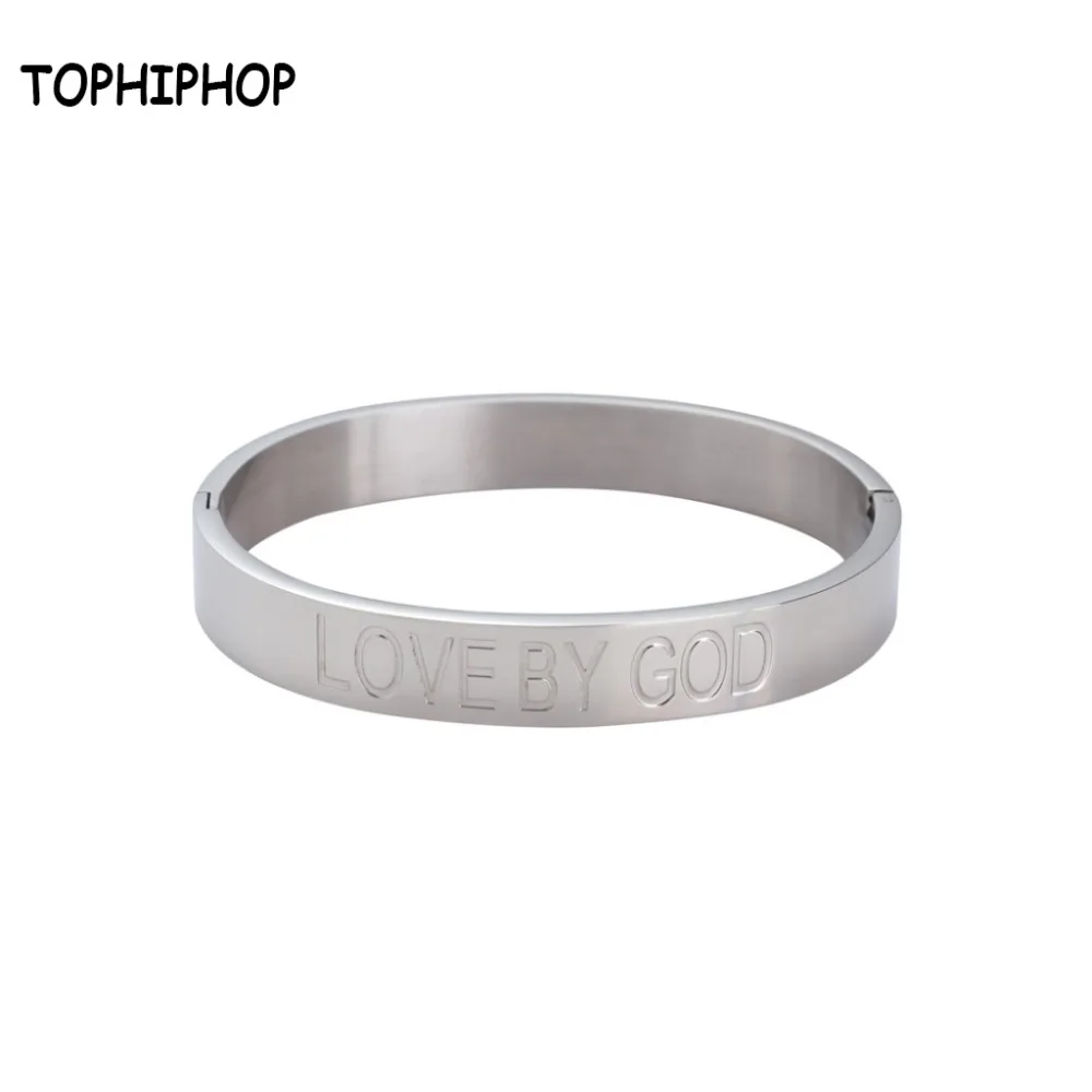 TOPHIPHOP модный браслет из нержавеющей стали резной логотип буквы мужской ювелирные
