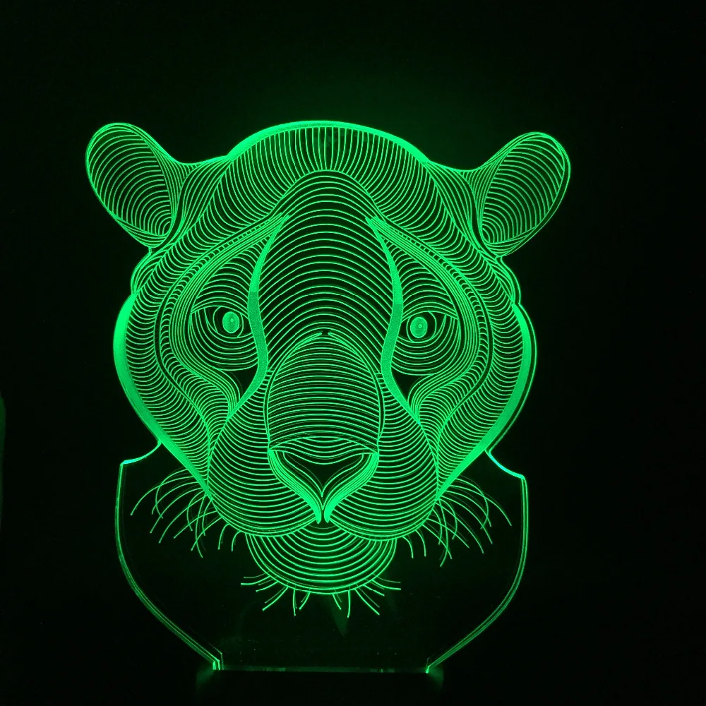 Luminarias 3D дикий зверь Мужской Лев 7 видов цветов сменная USB Сенсорная вспышка для