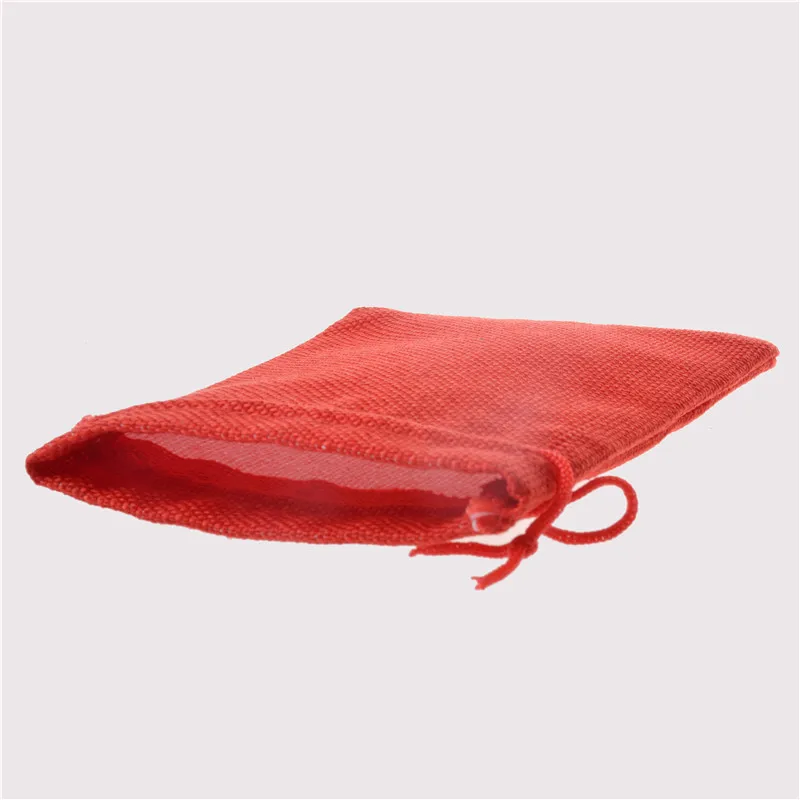 LANWAYLUCKY 50pcs/lot 10x14cm Red Burlap Drawstring Jute Jewelry Packaging Display Pouches Christmas Wedding Gift Febric Bags | Украшения и