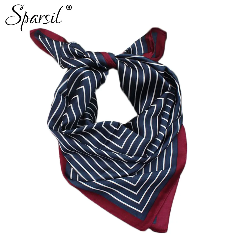 Sparsil женский атласный Шелковый квадратный шарф повязка на шею
