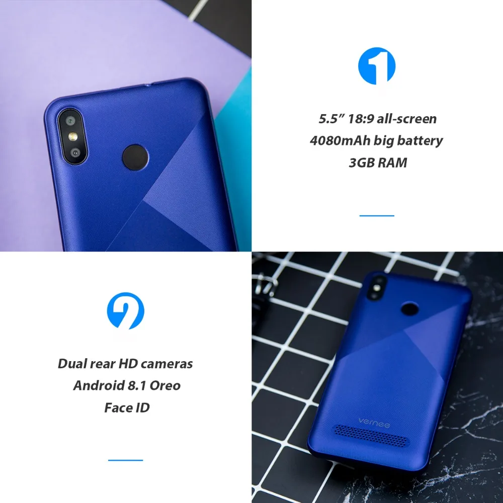 Оригинальный Vernee T3 Pro 3 ГБ Оперативная память 16 Встроенная Android 8 1 Quad Core мобильный