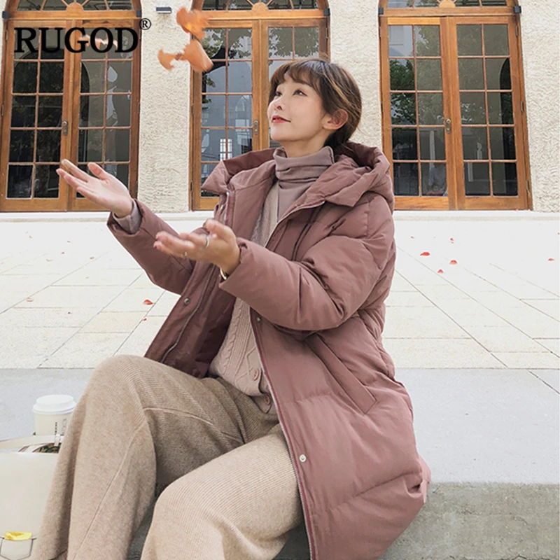 RUGOD Новая коллекция зимней одежды теплая Для женщин пальто Повседневное Твердые