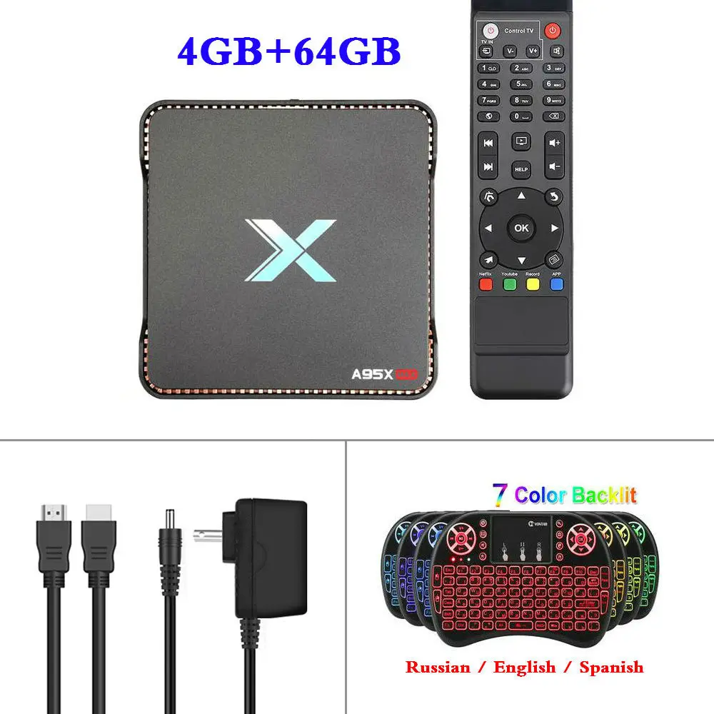 4GB64GB Backlit i8 Запись видео Android 8,1 ТВ приставка A95x Max X2 4 ГБ ОЗУ 64 Гб ПЗУ Amlogic S905X2 четырехъядерный 2,4G& 5GH Wifi Smart 4K телеприставка OTA - Цвет: 4GB64GB Backlit i8