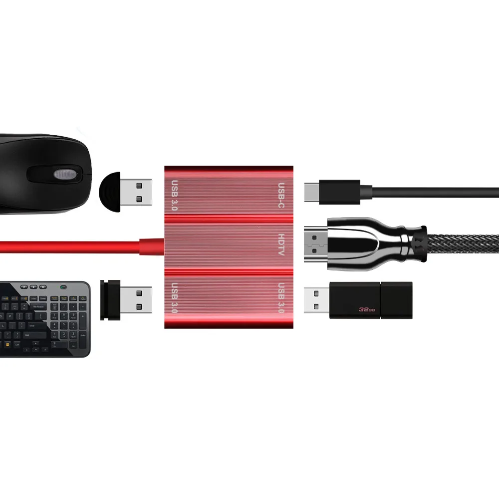 CARPRIE type-C док-адаптер USB 3,0 type C 4K HDMI концентратор адаптер 90 Вт Зарядное устройство Док-станция концентратор 5 в 1 90 Вт PD зарядное устройство для nintendo/MacBook