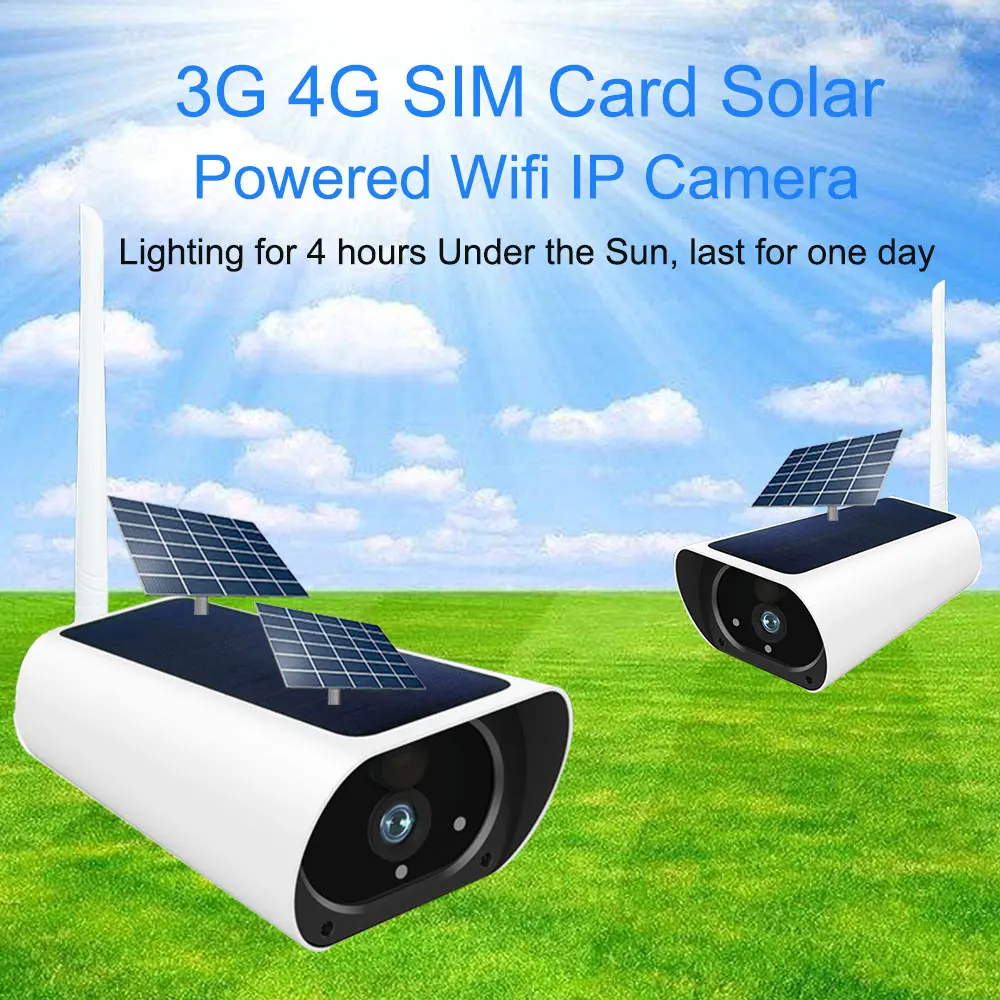 SIM карта 3G 4G солнечная мощность Wifi камера батарея 1080P двухсторонняя аудио безопасность наружная беспроводная ip-камера HD наблюдение PIR GSM