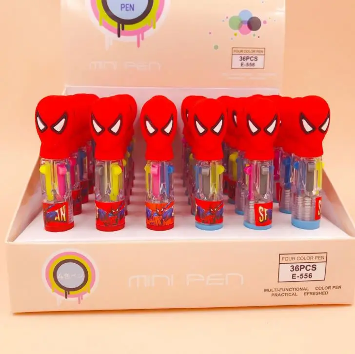 4 шт. Kawaii Mini Spiderman Hero 4 цвета короткая и толстая Шариковая ручка для школы и офиса подарочные канцелярские принадлежности Papelaria Escolar