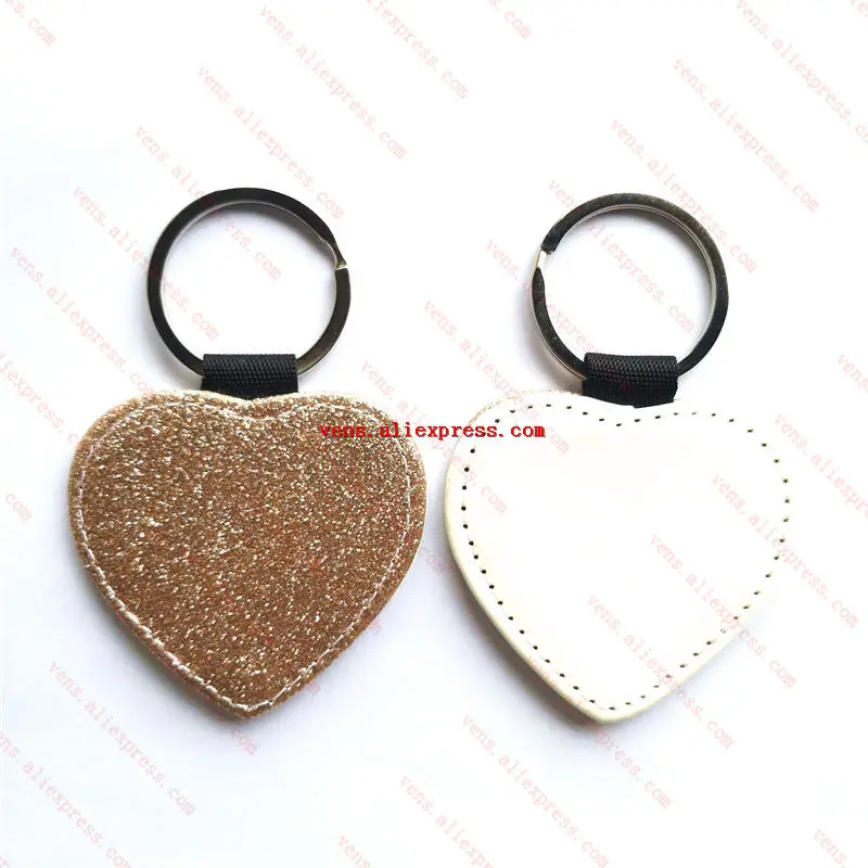 glitter gold-heart Новые сублимационные пустые кожаные брелоки филе прямоугольник сердце круглый брелок горячая передача печать пользовательские расходные материалы 20 шт./партия - Цвет: glitter gold-heart
