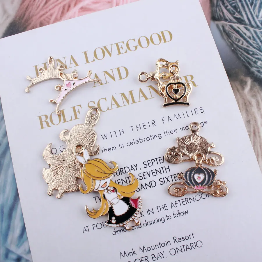 Королевская корона 10 шт. позолоченные кавайные подвески для принцесс Милые