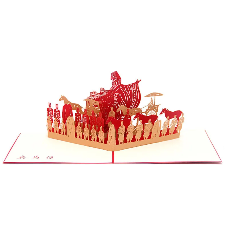 3D Ручная работа чудеса мира Terra Cotta Warriors бумажные Пригласительные открытки