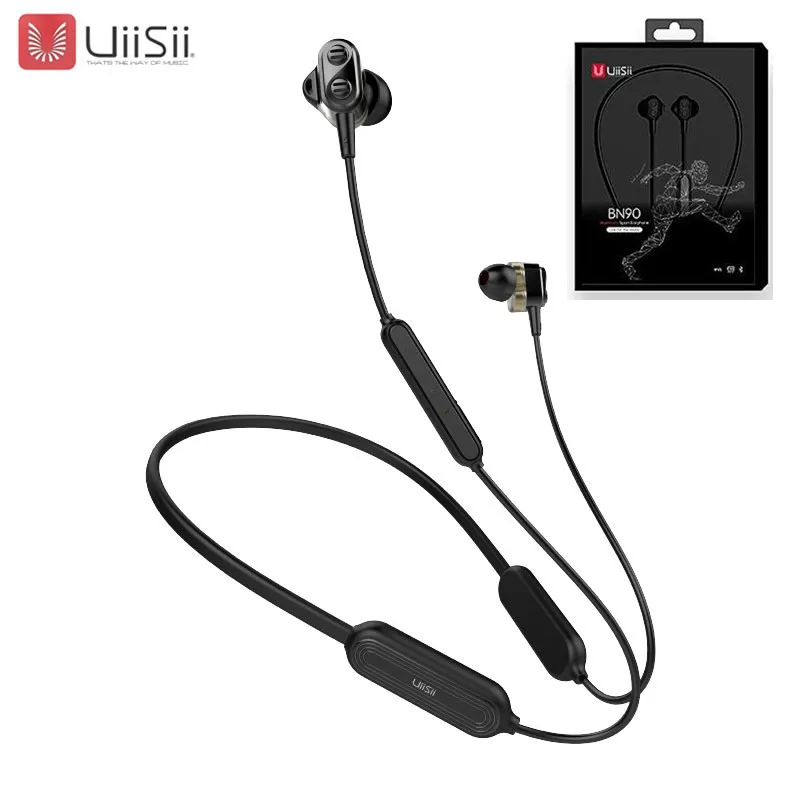 Беспроводная bluetooth-гарнитура UiiSii BN90, Hi-Fi гибридная технология, наушники-вкладыши, двойная батарея, IPX5, водонепроницаемые наушники CSR BT4.1 - Цвет: Black