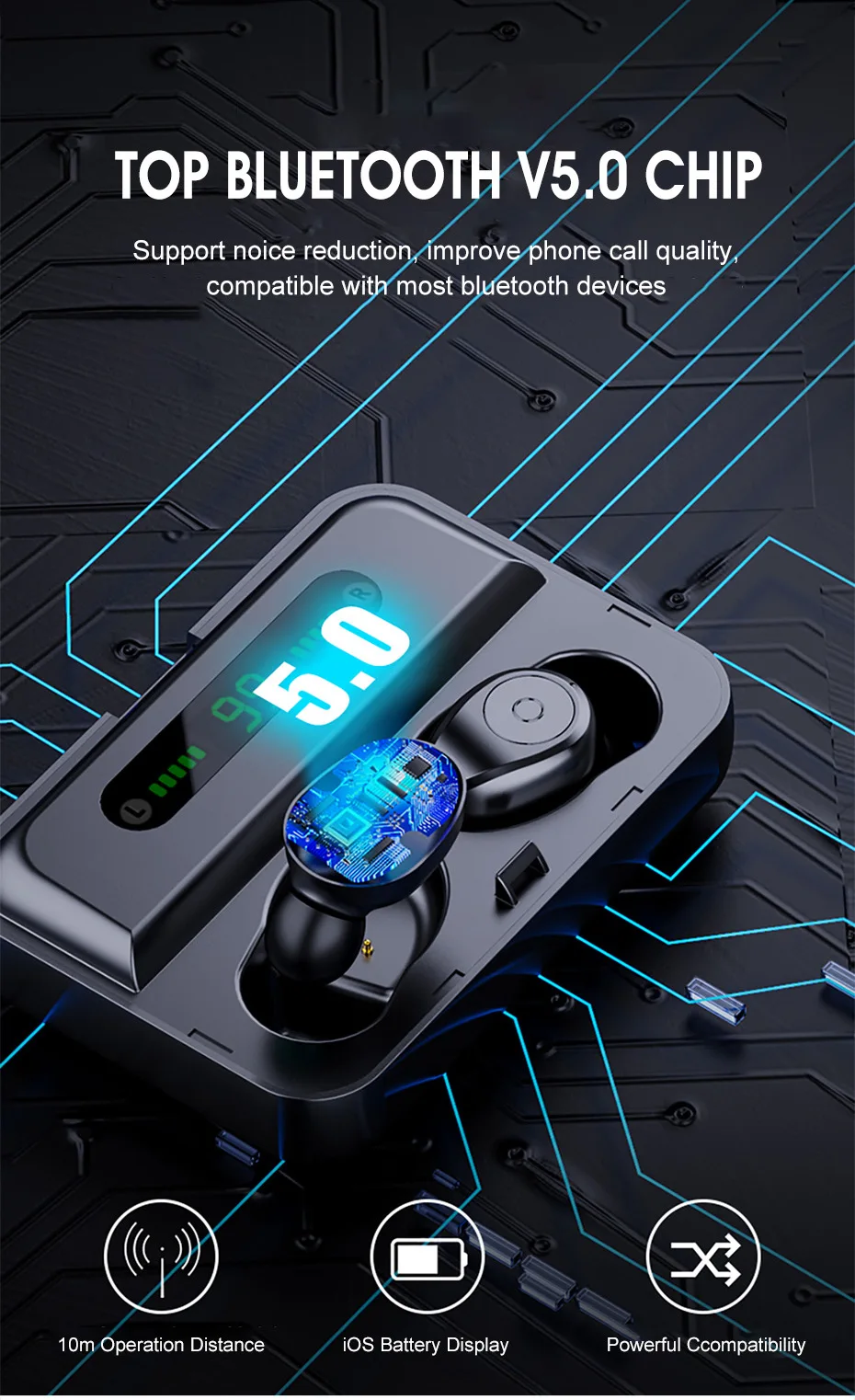 Наушники TWS Bluetooth 5,0 с цифровым дисплеем 3300 мАч, зарядная коробка, стерео Спортивные Беспроводные наушники для samsung Galaxy Buds