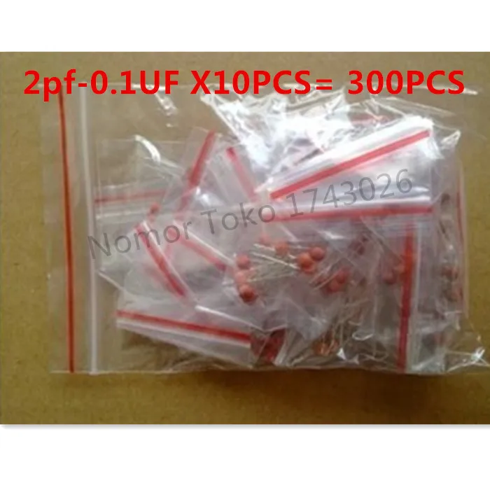 

Pengiriman gratis Ceramic capacitor package capacitor 2pf-0.1UF a total of 30 kinds of each 10pcs separately a total of 300 ...