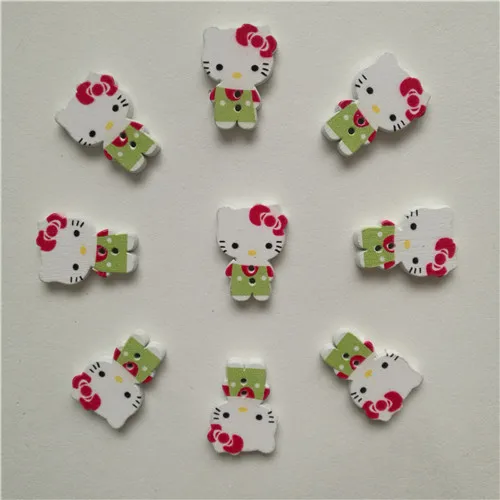 Kitty cat 50 шт смешанные животные 2 отверстия кошка собака девочка кролик деревянные пуговицы для поделок DIY Детские аксессуары для шитья одежды скрапбук поставки - Цвет: Kitty cat