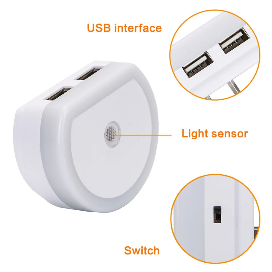AC 110 240 В настенный светильник переключатель ВКЛ./ВЫКЛ. С 2USB зарядным портом датчик