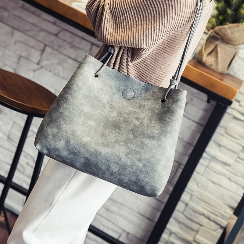 2019 Luxury Designer Famous Brand Leather Women's Shoulder Crossbody Bag set Vintage Women Messenger Suede Handbags bolsas images - 6