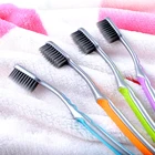 Зубная щетка с бамбуковым углем, 1 шт., портативная ручная зубная щетка Nano, мягкая щетина, цвет случайный