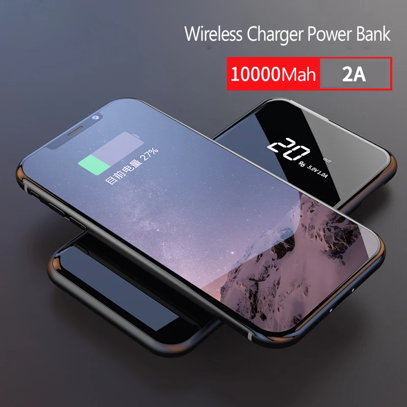 Qi Беспроводное зарядное устройство с двумя портами USB Power Bank для iPhone 8/X Samsung S8 5V/2.1A
