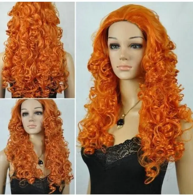 Парик YU Wig термостойкий оранжевый длинный волнистый косплей парик Бесплатная