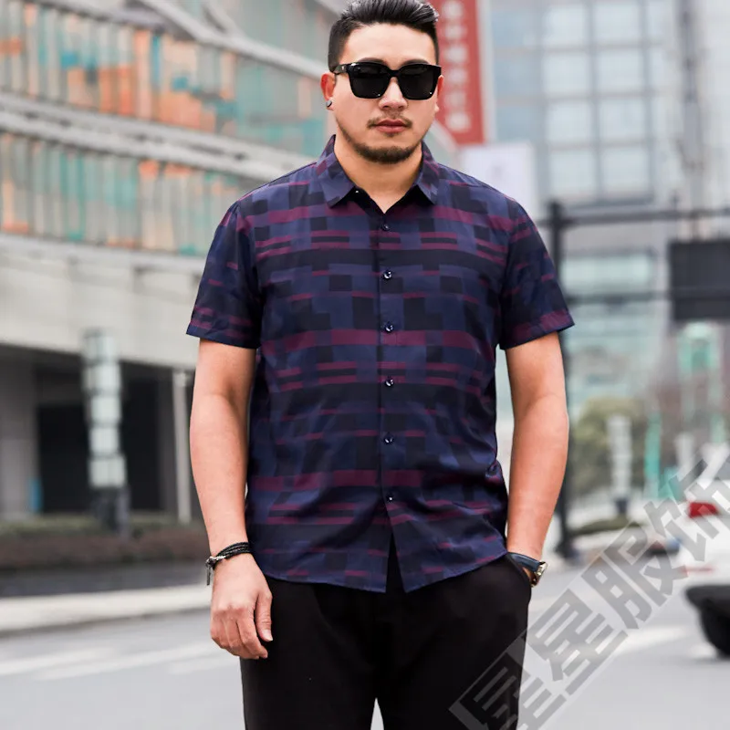 Мужская летняя рубашка в шотландскую клетку с коротким рукавом | одежда