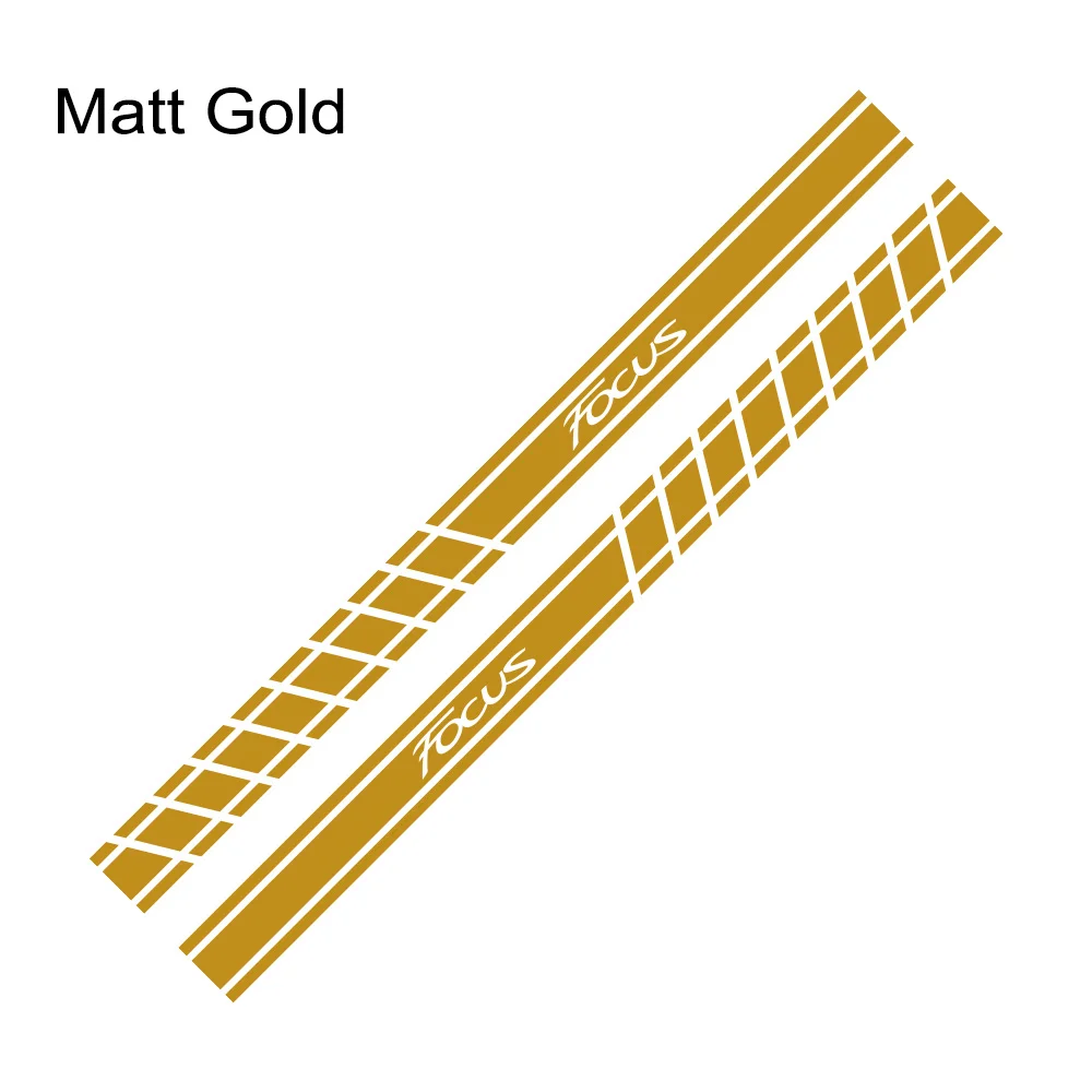 Matt Gold 2 шт. стильные автомобильные длинные боковые полосы наклейки DIY авто виниловые гоночные Стильные наклейки для Ford Focus 2 3 MK2 MK3 аксессуары для тюнинга автомобиля - Color Name: Matt Gold