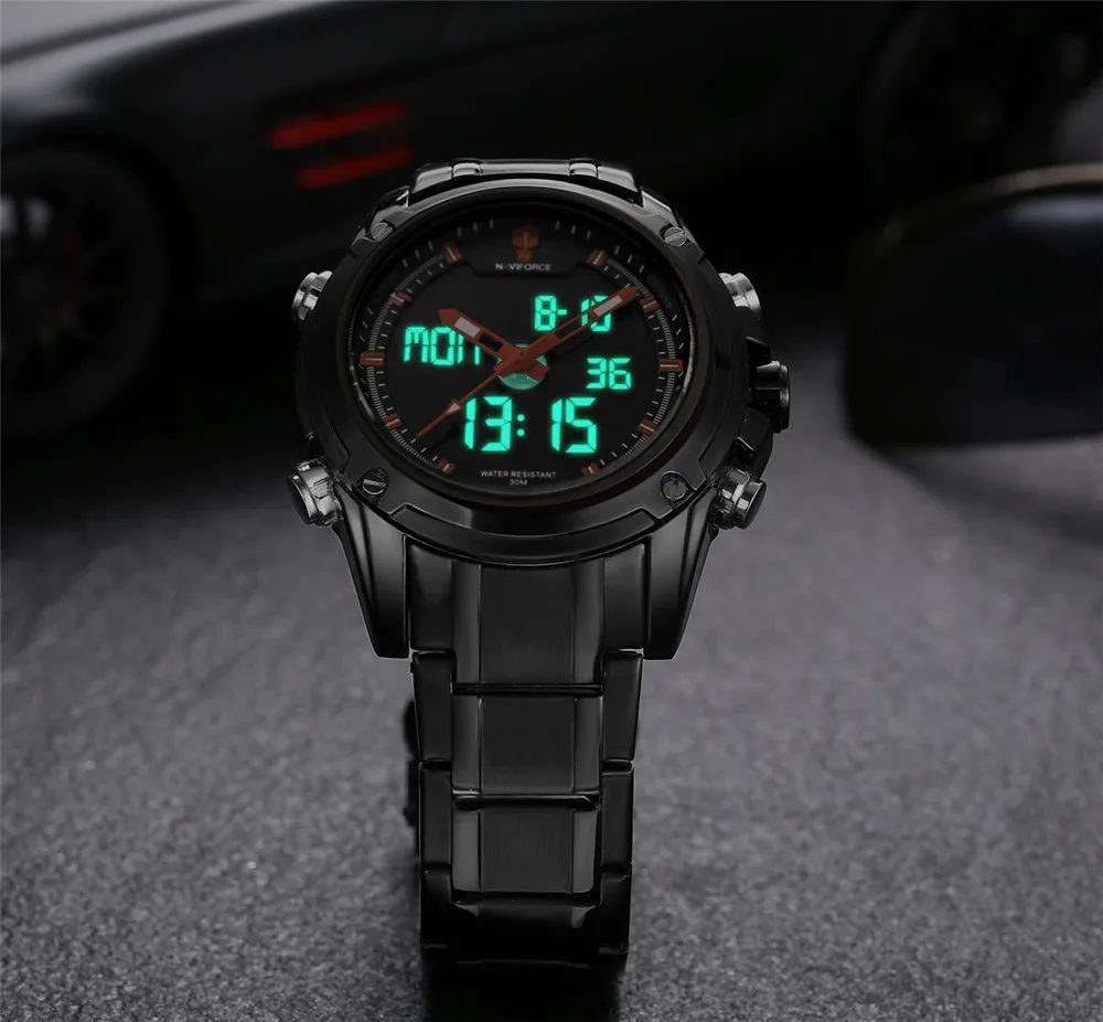 Мужские часы naviforce люксовый бренд с известным логотипом военный ЖК светящийся