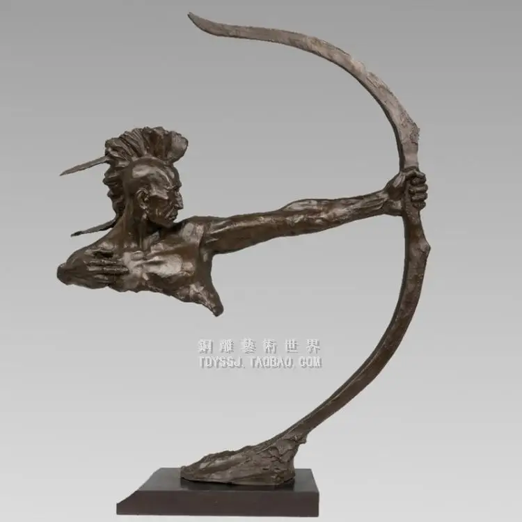 

Dances with wolves, the Sioux Indians bow archery copper sculpture abstract art brass handicrafts