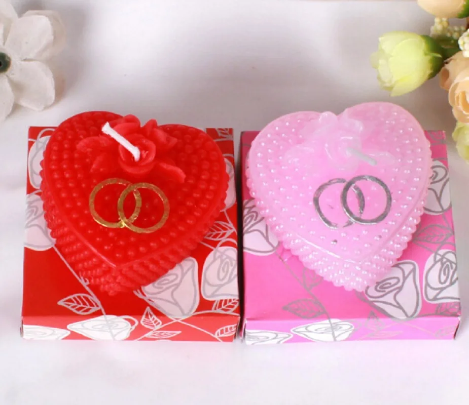 Свечи в форме сердца с красным/розовым жемчугом 10 шт.|heart rose|gift favorgift gifts |