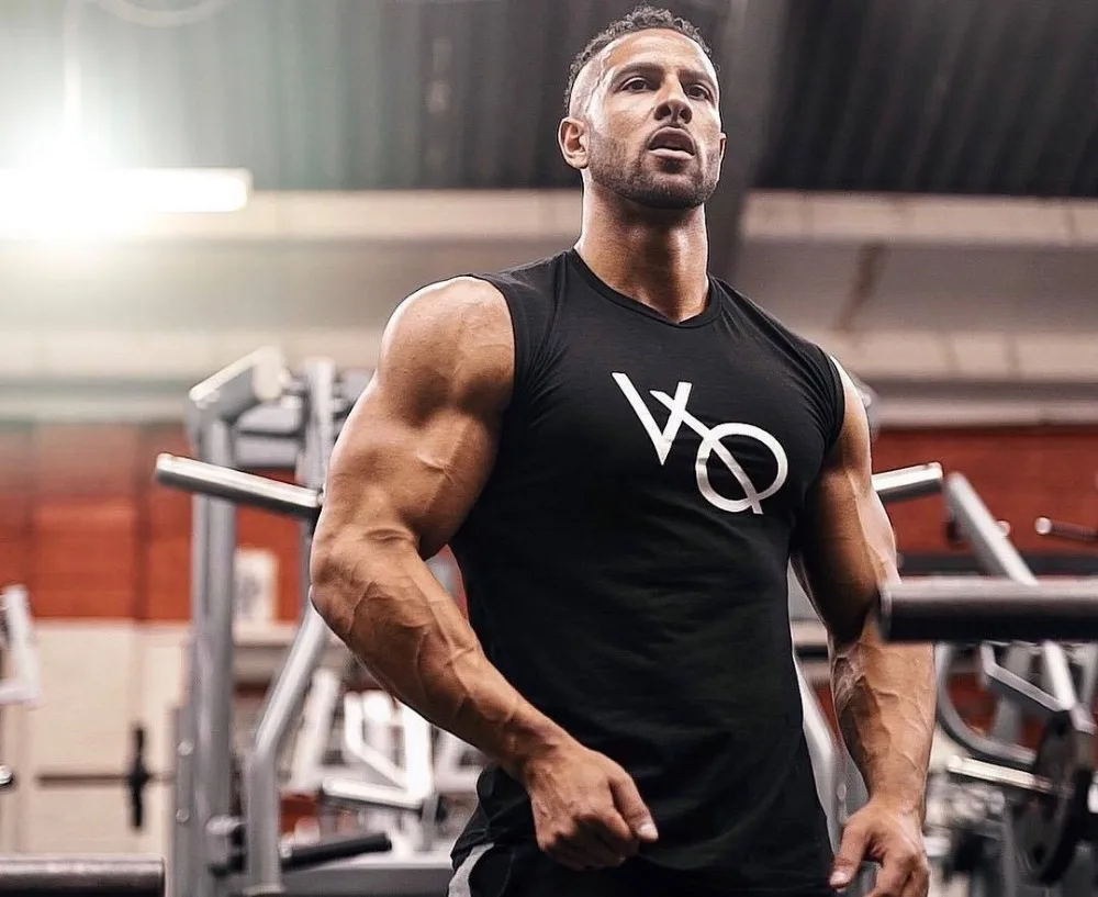 Спортивный жилет для мужчин Бег Спортзал Фитнес Бодибилдинг Tanktop Slim fit майка